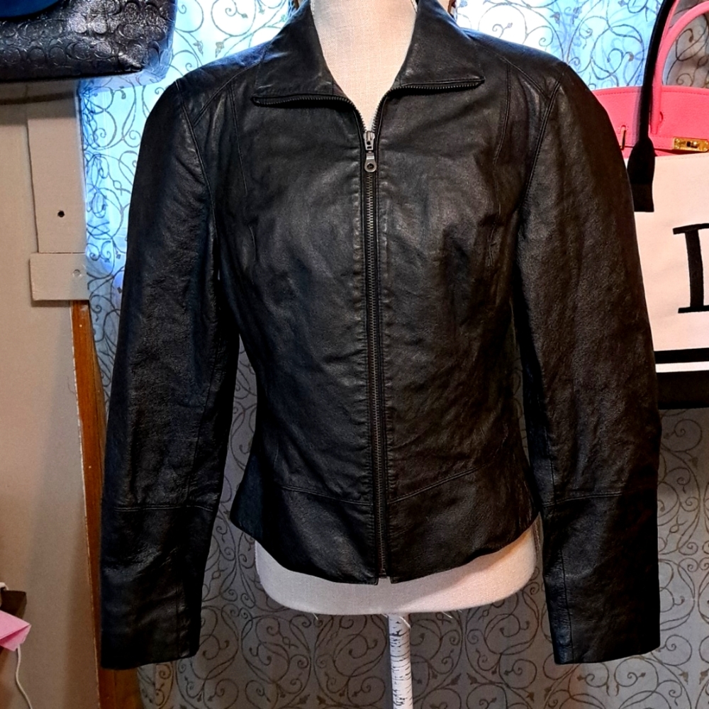 RIDING JACKET!Uniform JohnPaulRichard  Leather Black zip up jacket